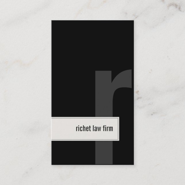 Noir audacieux de monogramme de carte de visite (Devant)