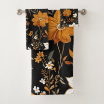 Noir Automne Boho Vintage or modèle floral