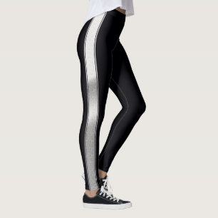 Noir avec bandes d'huile d'argent Leggings
