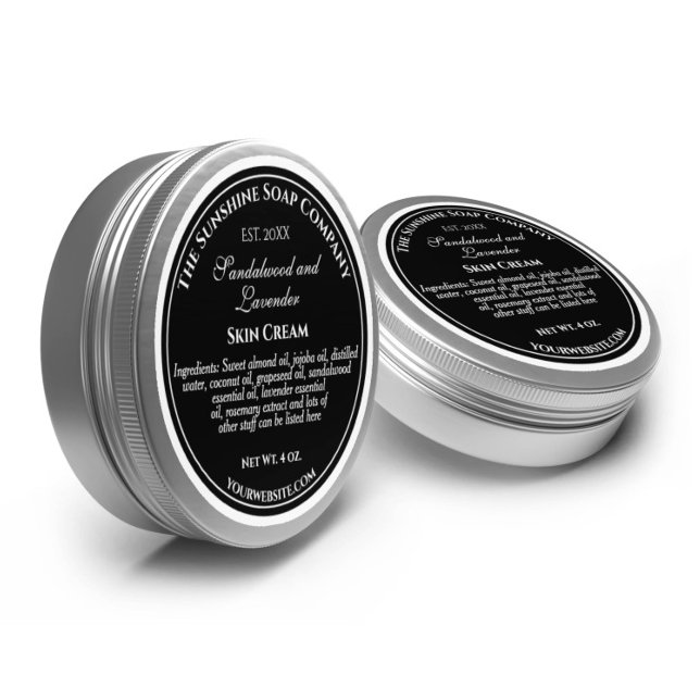 Noir avec blanc Cosmétique Jar Lid Étiquette 2.5" (Créateur téléchargé)