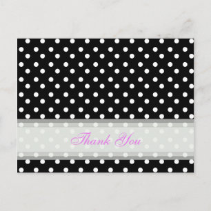 Noir avec blanc Polka Point Merci Cartes