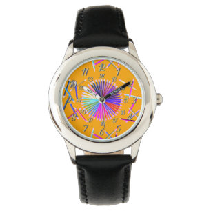 Noir avec couleur Roue Orange Montre