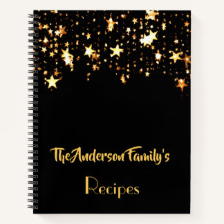 Noir avec étoile d'or Recettes de famille carnet