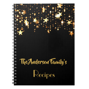 Noir avec étoile d'or Recettes de famille carnet