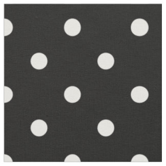 Noir avec le tissu de coton blanc de pois