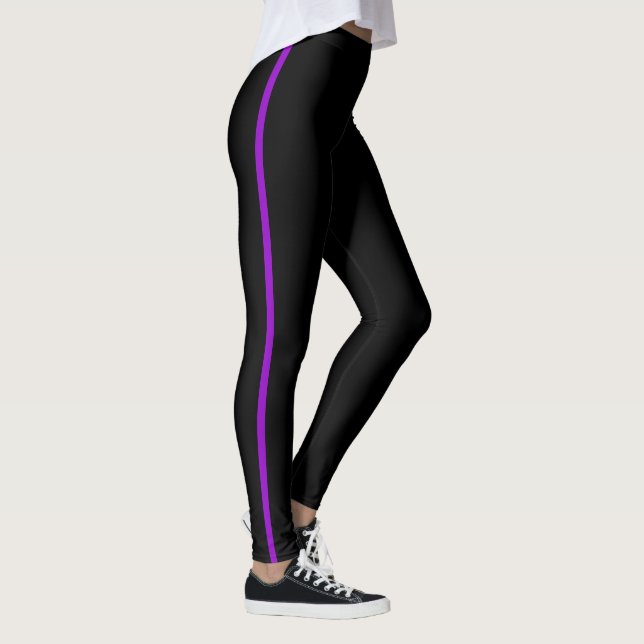 Noir avec Leggings en bande violet (Droite)