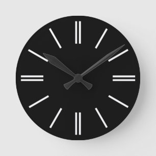 Noir avec lignes d'heure blanche Horloge murale mo