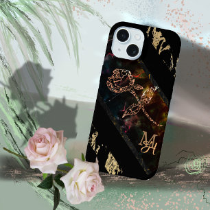 Noir avec Monogramme Rose