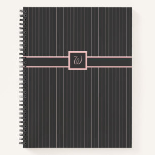 Noir avec Pinstripes roses Carnet spiral