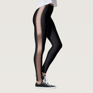 Noir avec Rose Gold Foil Stripes Leggings
