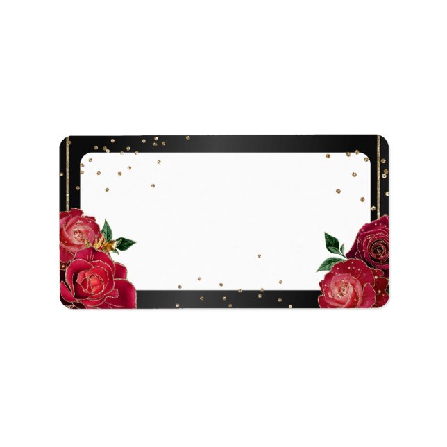 Noir avec Roses Rouges Quinceañera Étiquette de ad (Devant)