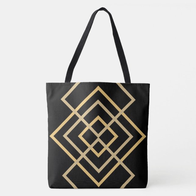 Noir avec Sac fourre-tout à rayures or (Devant)