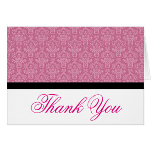 Noir Badge Damask Merci Notes Rose et Blanc