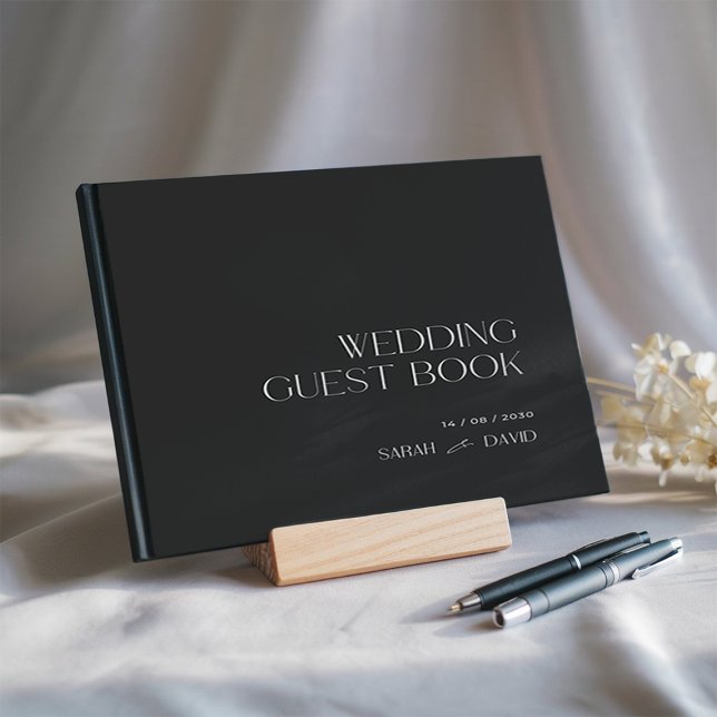 Noir Beige Moderne Mariage élégant Foil Livre d'or (Créateur téléchargé)