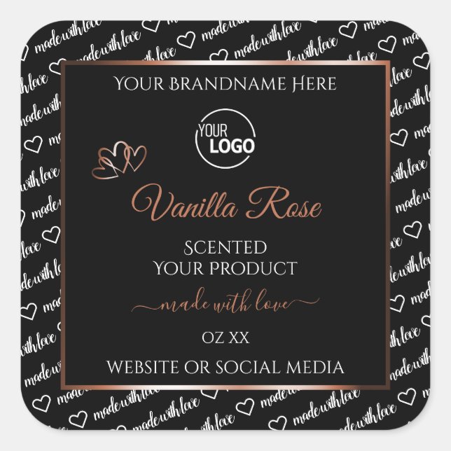 Noir Blanc Art Rosegold Étiquette de produit Logo (Devant)