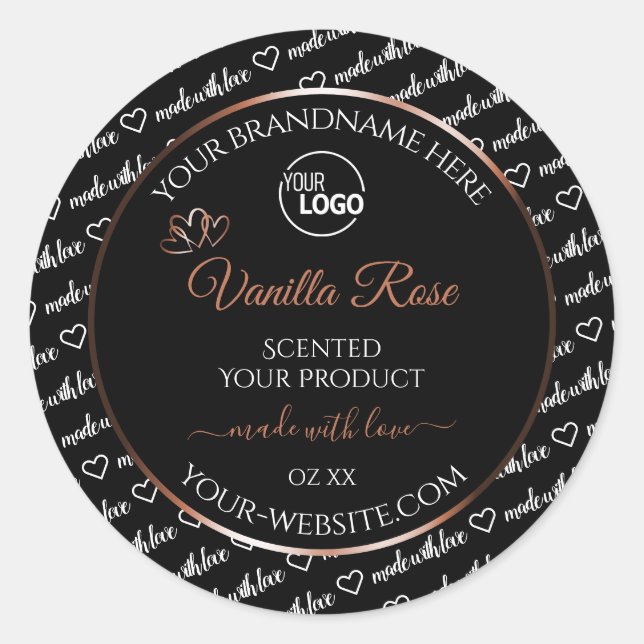 Noir Blanc Art Rosegold Étiquette de produit Logo (Devant)