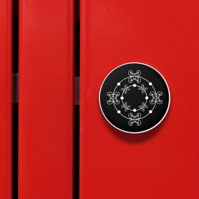 Noir & Blanc | Cercles concentrés Bouton décoratif (Créateur téléchargé)