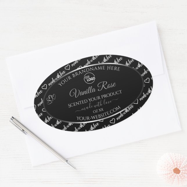 Noir Blanc Cloud Argent produit Étiquette Logo (Enveloppe)