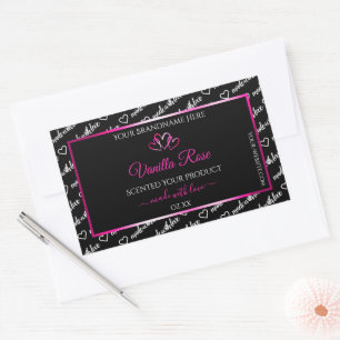 Noir Blanc Cloud Produit Étiquettes Coeurs roses