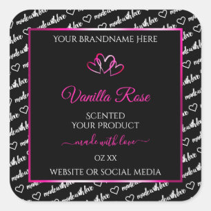 Noir Blanc Cloud Produit Étiquettes Coeurs roses