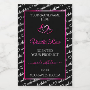 Noir Blanc Cloud Produit Étiquettes Coeurs roses