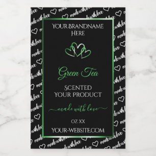 Noir Blanc Cloud Produit Étiquettes Coeurs verts