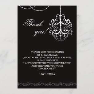 Noir blanc de carte de remerciements de lustre