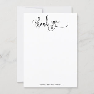 Noir Blanc Élégant Calligraphie Simple Merci