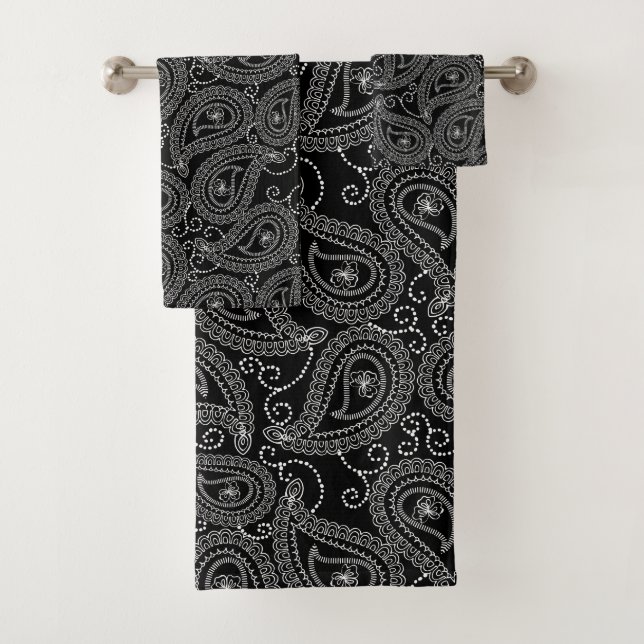 Noir & Blanc Elegant Damask Motif Floral (En situation)