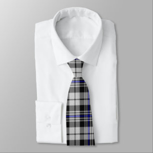 Noir blanc et bleu Plaid Cravate