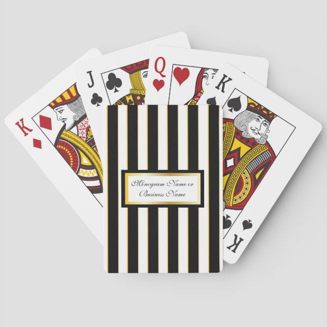 Noir, blanc et cartes de jeu rayées de monogramme (dos)