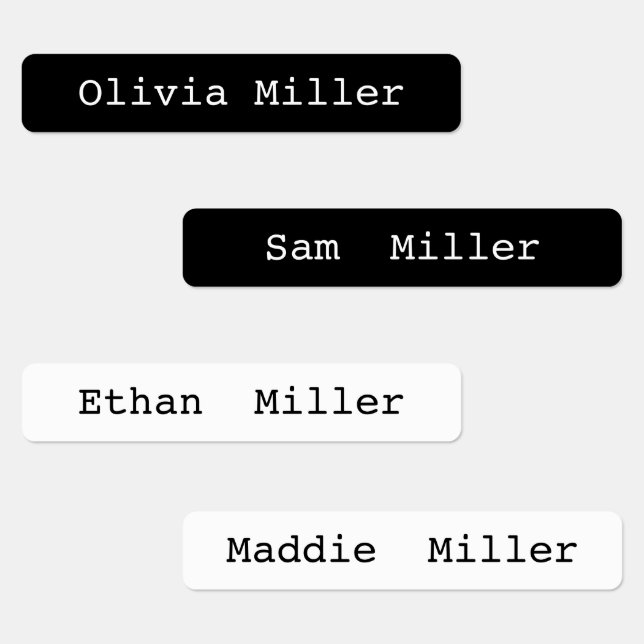 Noir blanc étanche nom étiquette école garderie (Groupe)