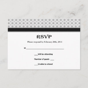 Noir Blanc Gris Fleur de Lis Mariage Cartes RSVP