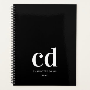 Noir blanc initiales monogramme élégant