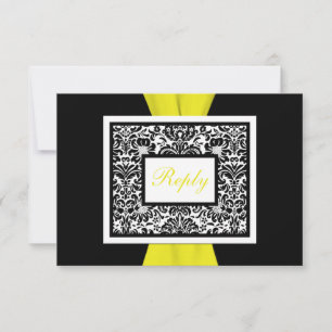 Noir, blanc, jaune Damas IMPRIMÉ RIBBON RSVP