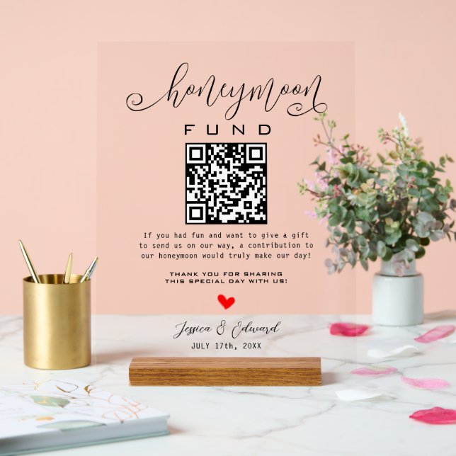 Noir Blanc Lune de Miel Fonds Qr Code Minimal Mode (Mariage)