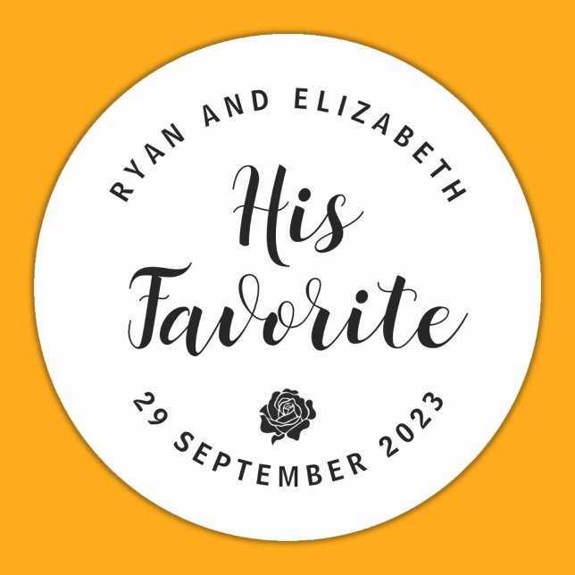 Noir & Blanc mariage faveur étiquettes & Stickers (His Favorite Favour Labels | His Favourite Sticker)