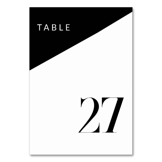 Noir blanc moderne asymétrique Numéro de table (Par défaut)