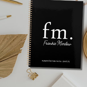Noir Blanc Monogramme Initiales Business 2023