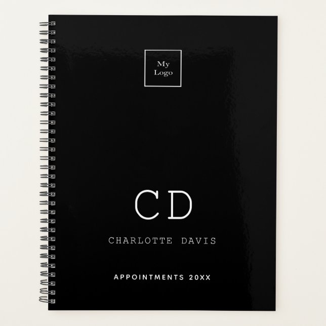 Noir blanc monogramme initiales logo commercial 20 (Devant)