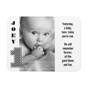 Noir Blanc Numéro Un 1 Bébé Photo Magnet