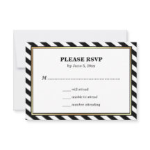 Noir Blanc Or moderne Glam Grilles Mariage RSVP