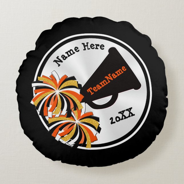 NOIR, BLANC, ORANGE, Coussin Cheerleader personnal (Devant)