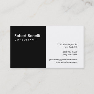 Noir Blanc Plain Moderne Consultant Carte de visit
