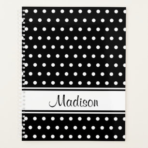 Noir blanc Polka Dot Stripe Nom du script