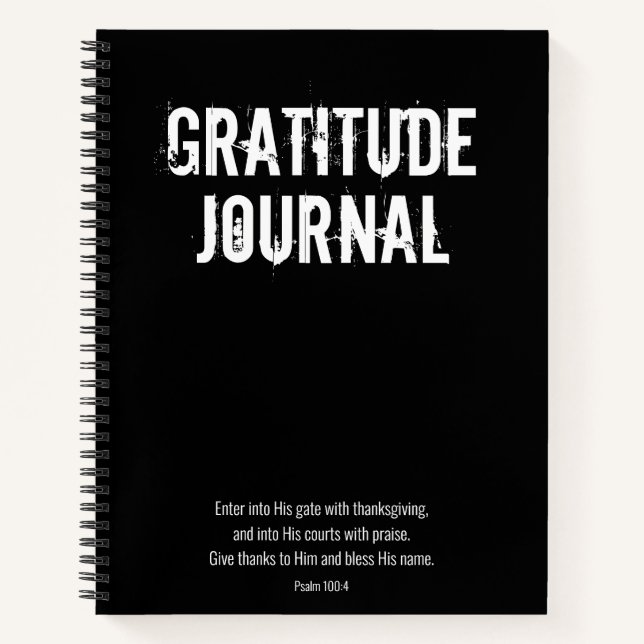 Noir Blanc Psaume Bible Verse Gratitude Journal (Devant)