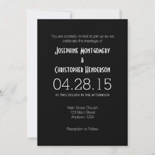 Noir Blanc Simple Faire-part de mariage moderne