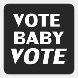 noir & blanc "vote bébé vote" rond autocollant