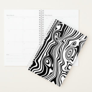 Noir blanc Wavy Striped Planner ou choisir des cou
