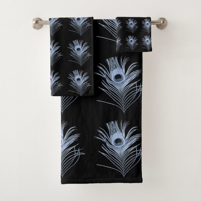 NOIR BLEU PEACOCK PARAÎT SALLE DE BAINS TOWEL SET (En situation)